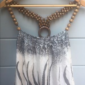 Wood beaded long 🦓 esque maxi dress Large!